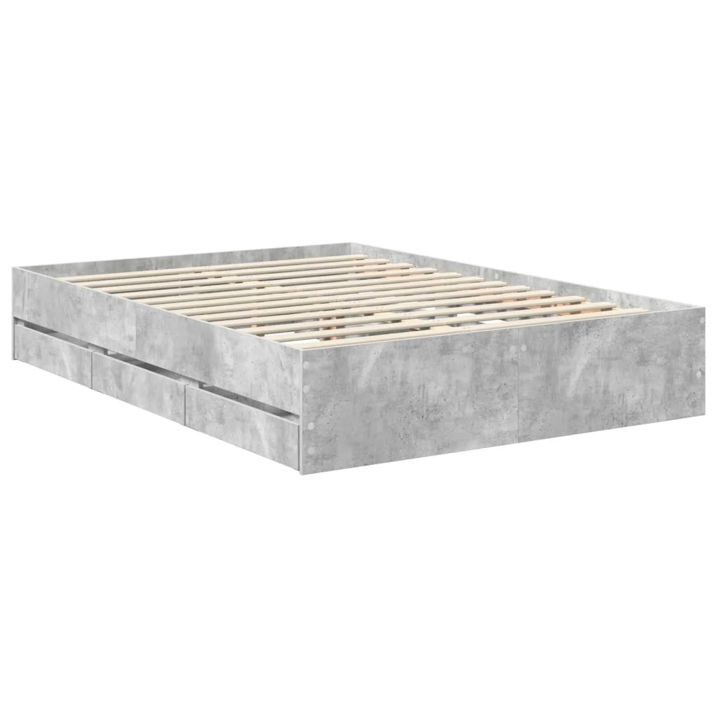 Struttura del letto con cassetto Grigio cemento 140 x 200 cm