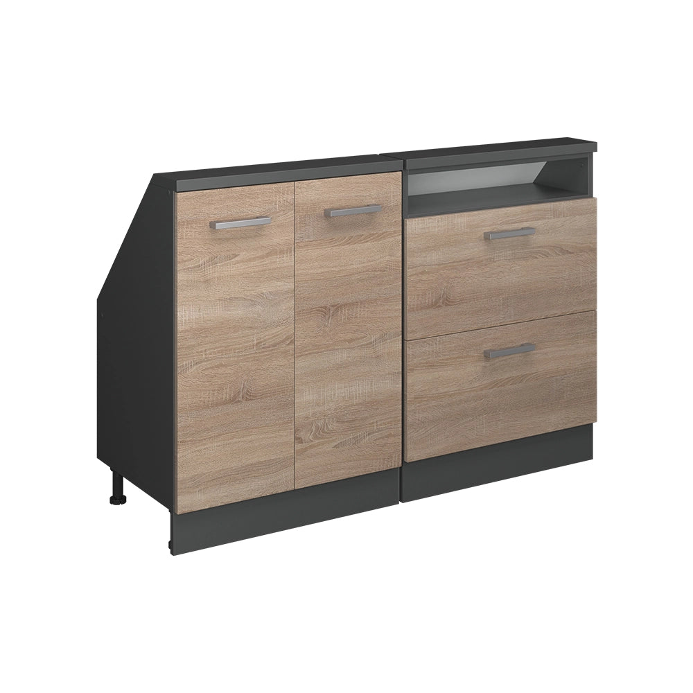 Mobile cucina sottotetto R-Line Sonoma/Antracite 120 cm Set di 2 Vicco