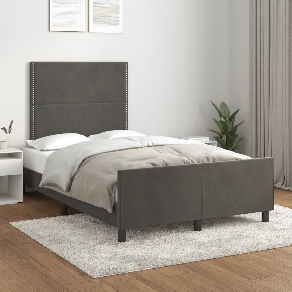 Giroletto senza Materasso Grigio Scuro 120x190 cm Velluto
