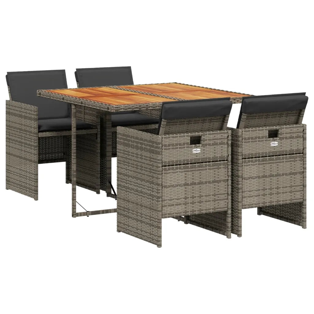 Set da Pranzo da Giardino 5 pz con Cuscini in Polyrattan Grigio 3277669