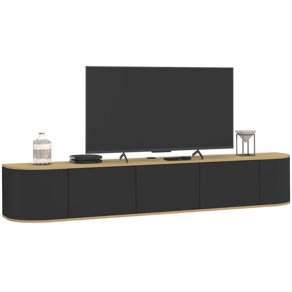 IDMarket - Porta TV a parete LEORA 180 cm a 3 ante in legno e nero