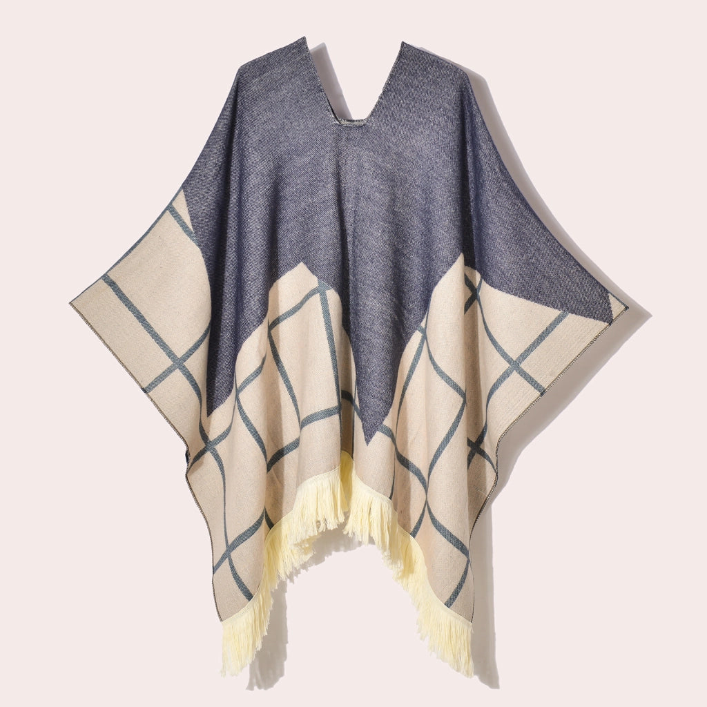 Sciarpa da viaggio da donna, stile etnico, con nappe, modello pullover, calda cappa decorativa da esterno in jacquard