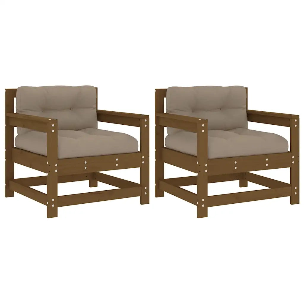 Sedie da Giardino con Cuscini 2pz Legno Massello di Pino Ambra 825565