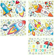 Decorazione con Stelle Lucenti per Bambini, Muurstickers con Razzi e Pianeti per Camera da Gioco e Giardino Infanzia