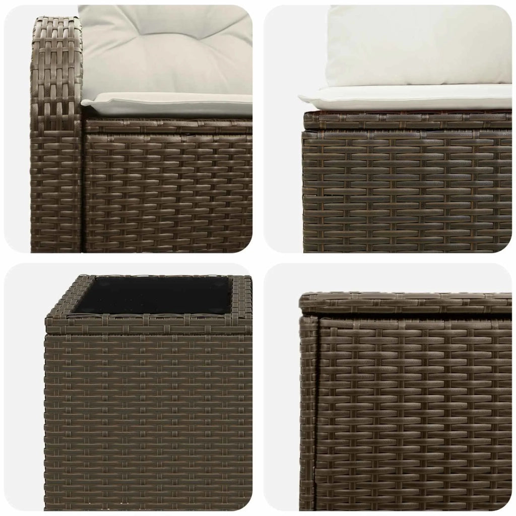 Set di divani 8 pz Marrone e Bianco Crema 3448110
