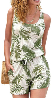 Abito da Spiaggia Donna - Tela Ademendibile Polyester - Disegno Foglia di Cocco Verde - Ideale per Spiaggia/Festa Estiva - Comodo e Idrorepellente - Consulta Tabella di Misura - Abito da Spiaggia Unico