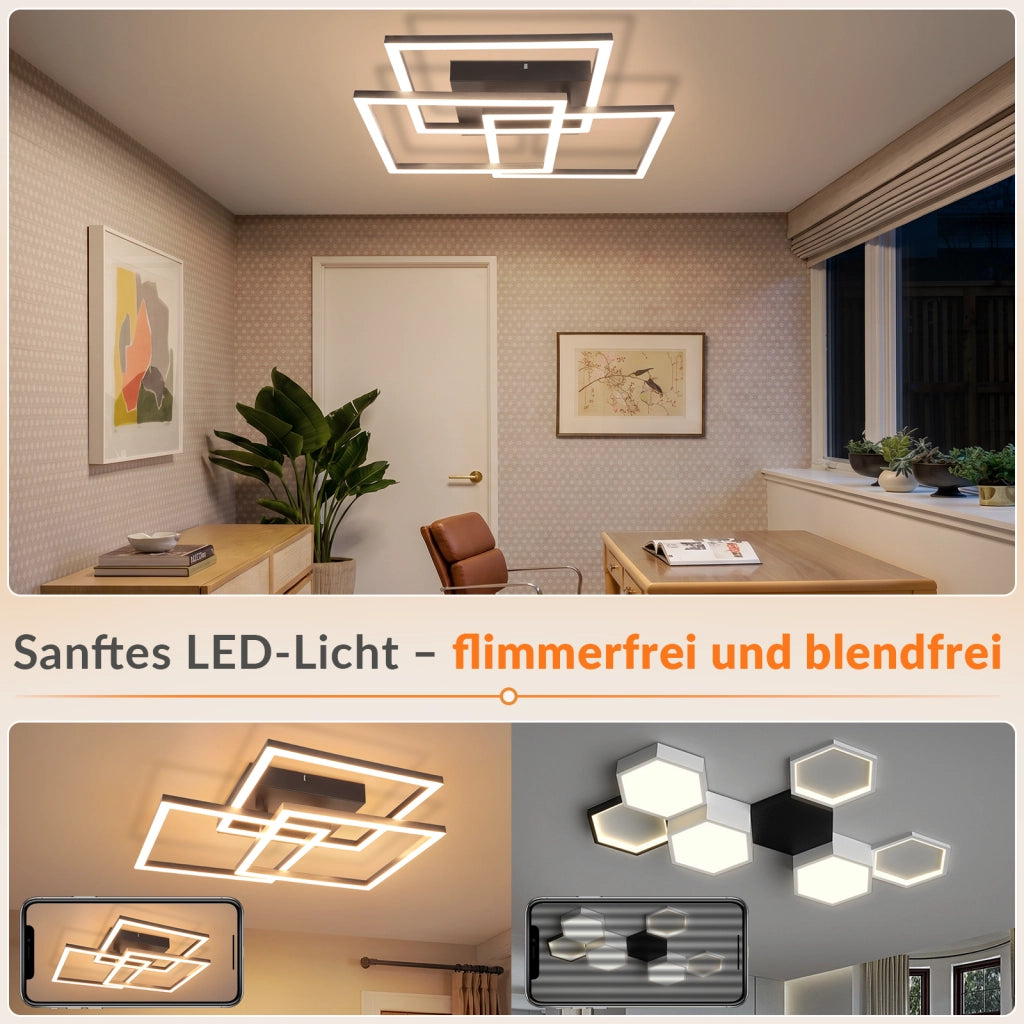 ZMH Lampada da Soffitto LED Dimmabile 31W Moderna Quadrata Design con Telecomando per Camera Soggiorno Ufficio