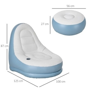Divano gonfiabile 125x100x87 cm bianco con poggiapiedi e portabicchieri, plastica,