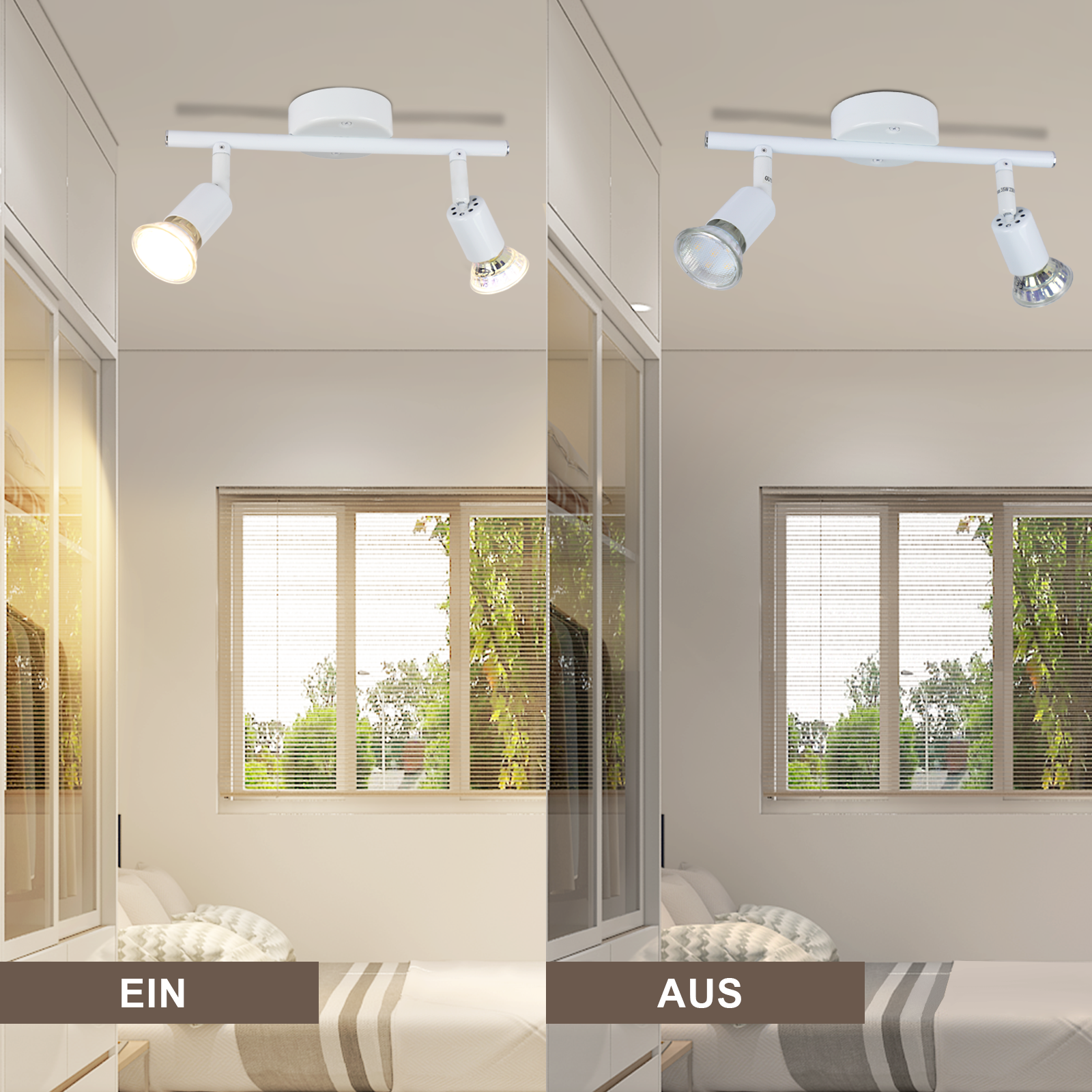 ZMH Faretto da soffitto 2 fiamme GU10 moderni per corridoio con lampadine incluse