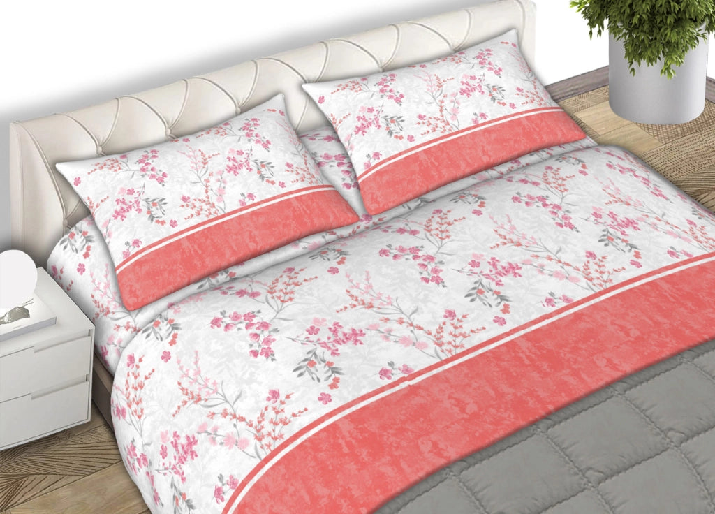 Completo Lenzuola 100% Cotone Made Italy Fantasia Floreale Venezia C.N - Matrimoniale - Rosa