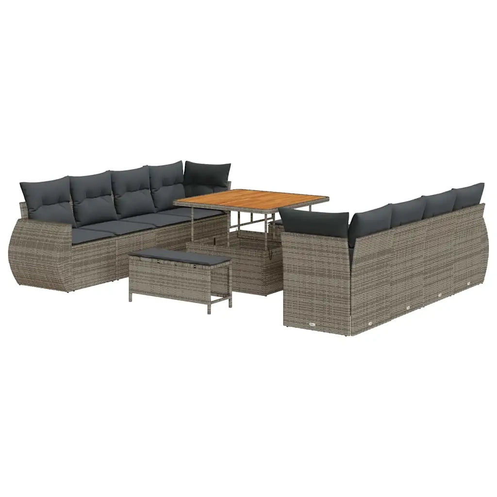 Set Divano da Giardino con cuscino 11 pcs Grigio polyrattan 3363808