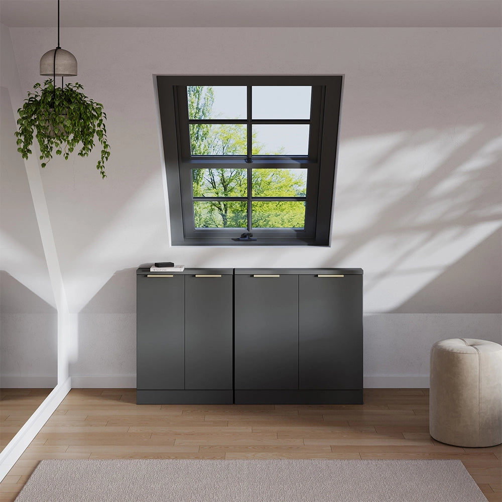 Set di mobili sottotetto Rion Antracite-oro/Antracite 140 cm Set di 2 Vicco