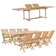 Set da Pranzo per Esterni 9 pz 180-280x100x75 cm Teak Massello cod mxl 34916