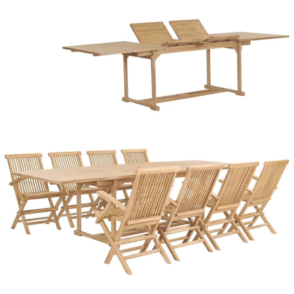 Set da Pranzo per Esterni 9 pz 180-280x100x75 cm Teak Massello cod mxl 34916