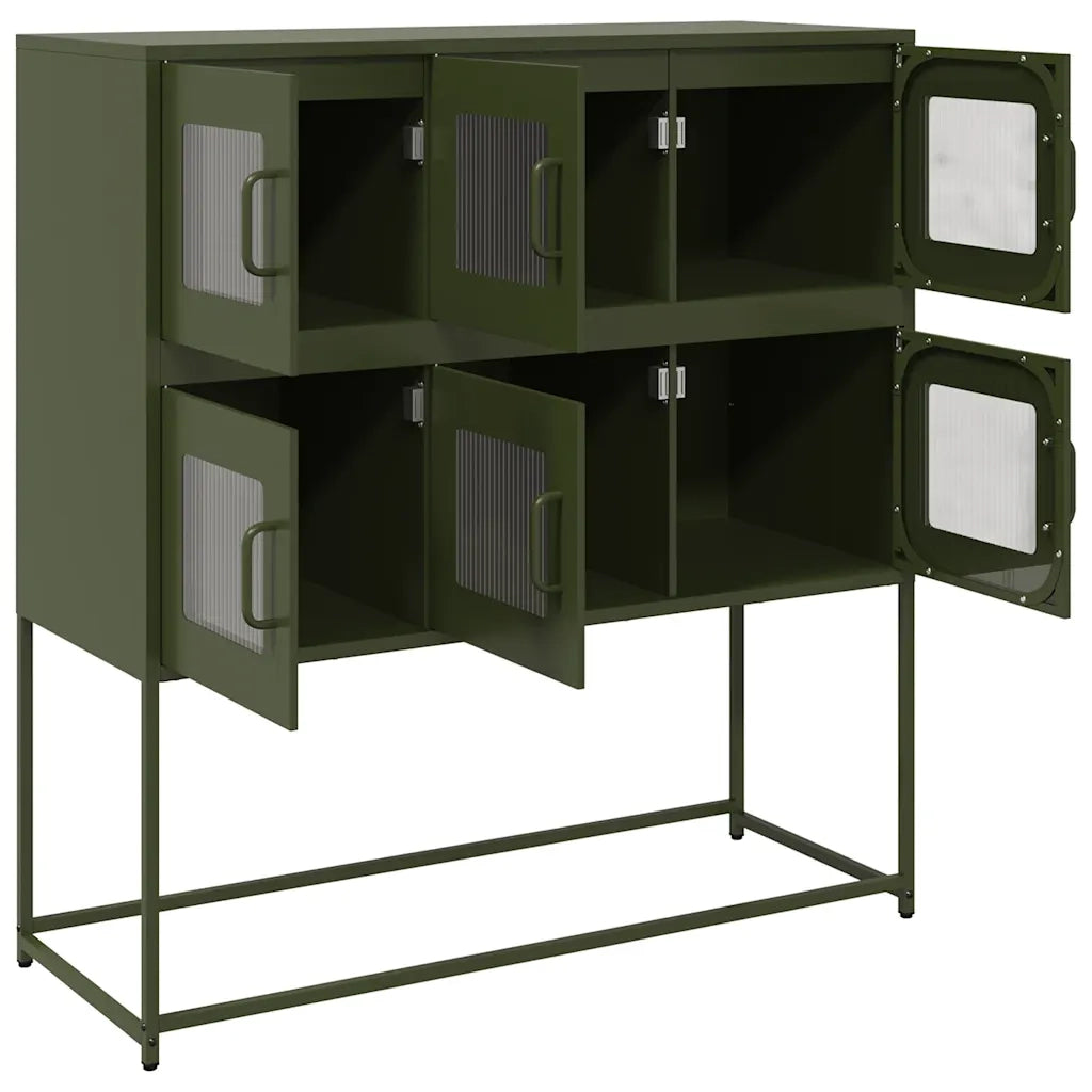 Credenza Verde Oliva 100,5x39x107 cm Acciaio Laminato a Freddo