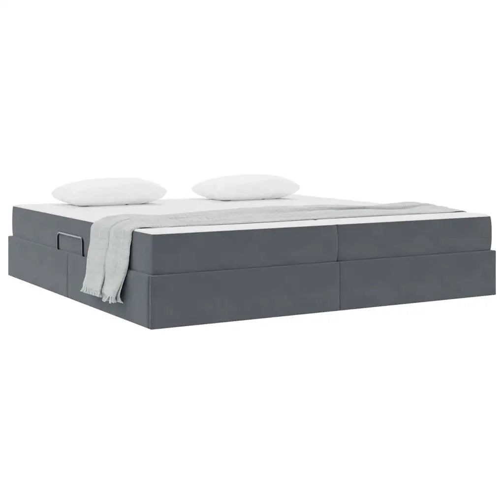 Letto con contenitore e materasso Grigio scuro 200 x 200 cm 3399743