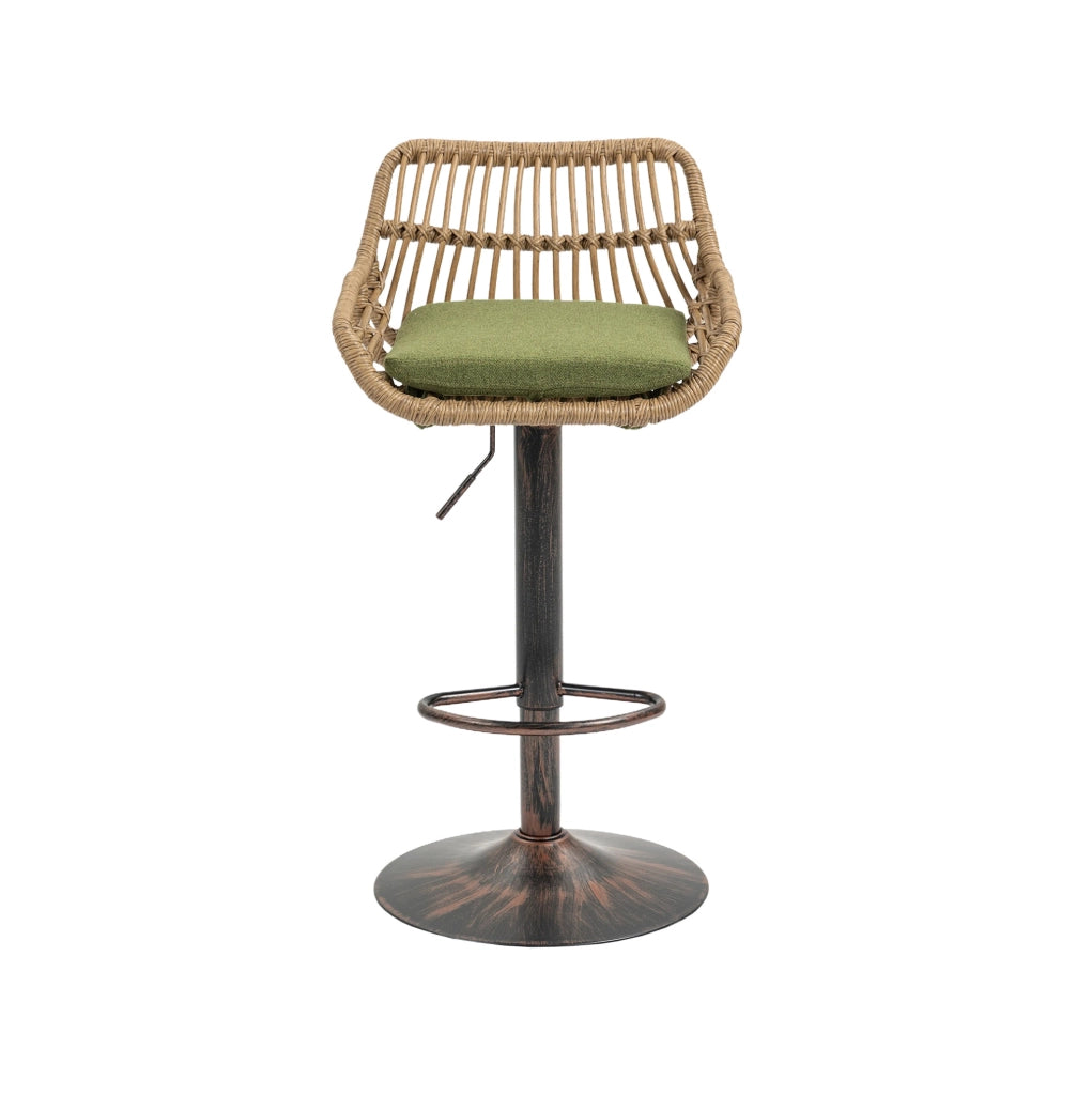 Set di 2 sgabelli da bar girevoli 360° regolabili in altezza; 49x48x89-109 cm; verde in lino