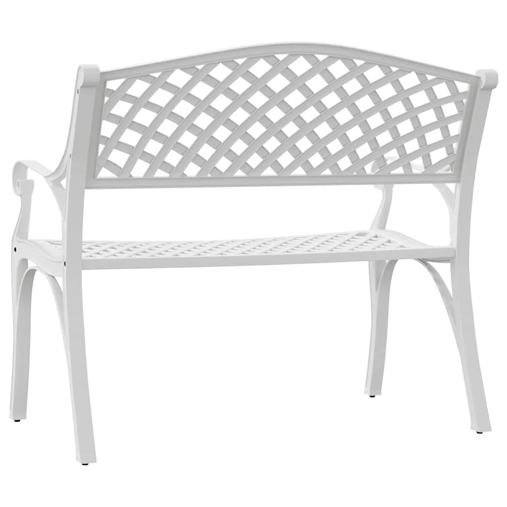 Panchina da Giardino | Panca da Giardino 102 cm in Alluminio Pressofuso Bianco