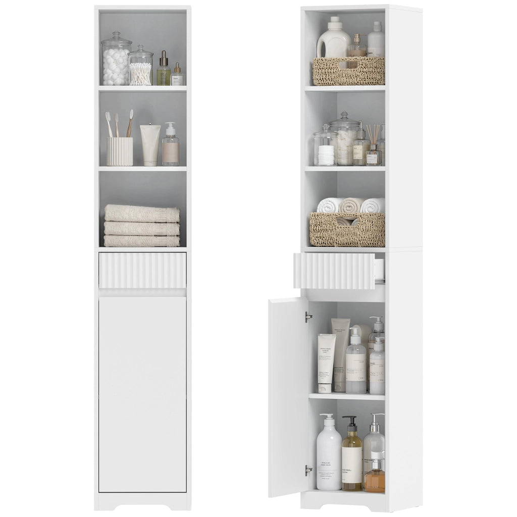Mobile bagno alto ¨C Xylo ¨C bianco con anta, cassetto e ripiani regolabili