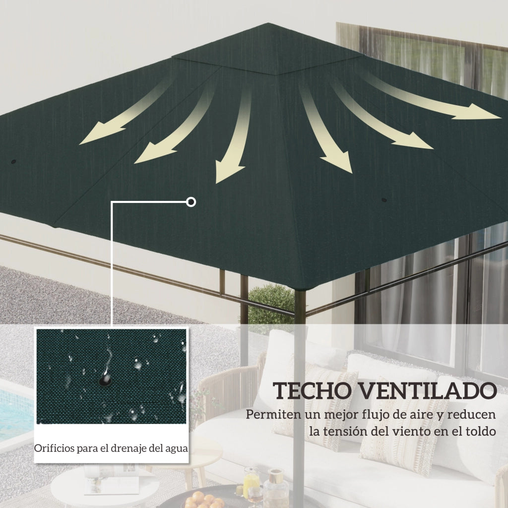 Tetto di Ricambio 300x300 cm per Gazebo ¨C zephmum ¨C Grigio