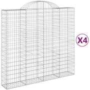 Set di 4 gabbioni ad arco per recinzione gabbia o muro di contenimento 200 x 50 x 180/200 cm ferro zincato argento 02_0041445