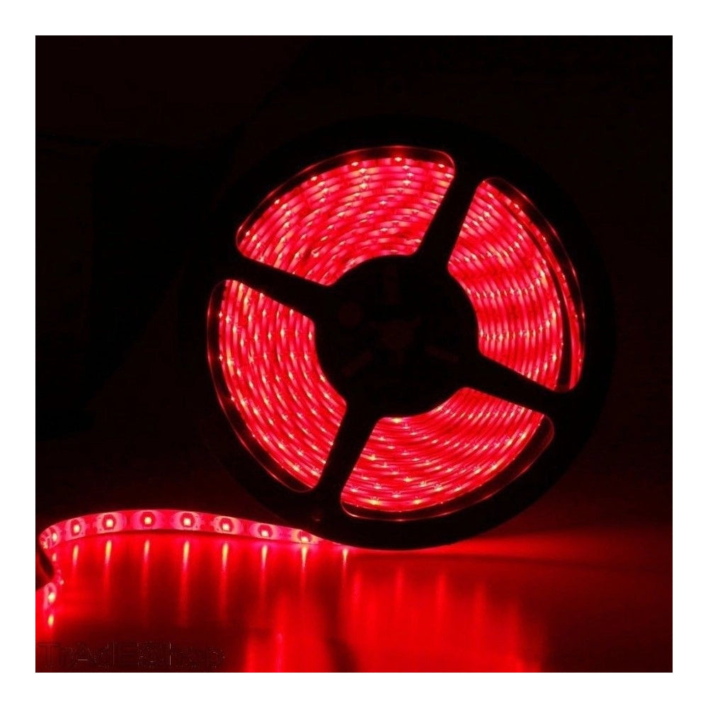 Trade Shop - Bobina Striscia Strip Led 5050 Flessibile 5m 300 Led Adesiva Luce Interno Ip 20 - -rosso      -