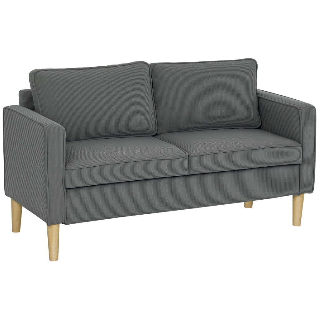 Divano 2 posti con contenitore ¨C Xylo ¨C Tessuto effetto velluto grigio, legno, 140x63x79 cm