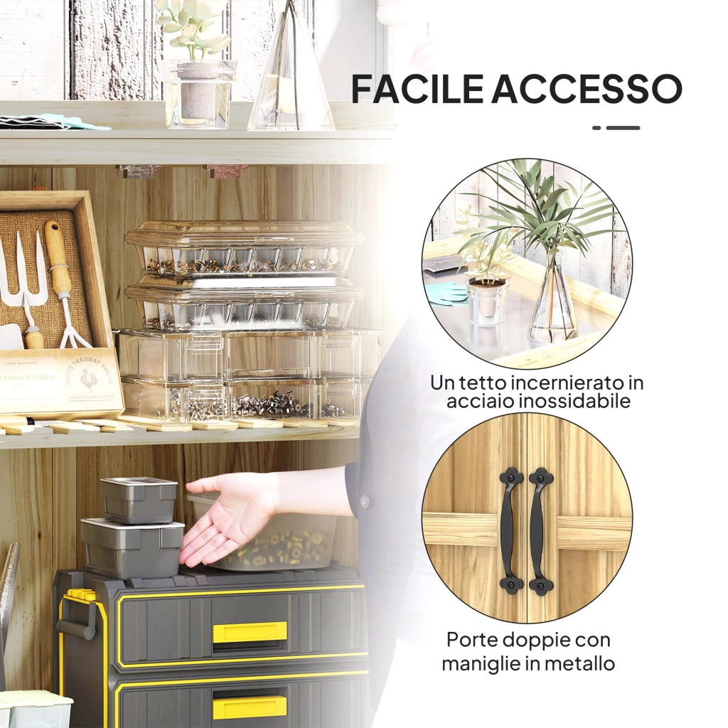 Armadietto da Esterno in Legno ¨C Xylo ¨C 2 Ante con Mensola per Giardino e Patio