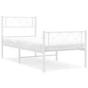 Letto singolo | Letto per adulti | Giroletto con Testiera e Pediera Metallo Bianco 80x200 cm