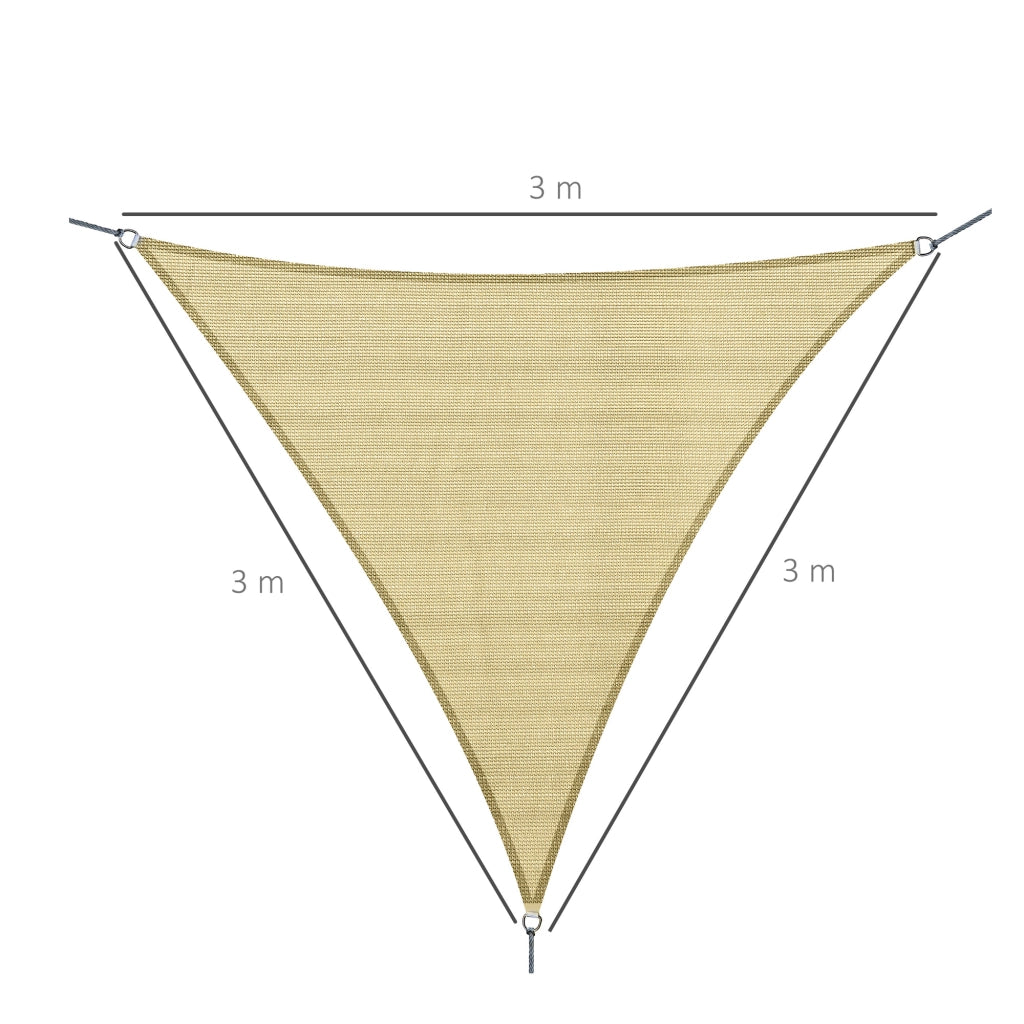 Tenda Parasole Triangolare Impermeabile in HDPE e Metallo, 3x3x3 m, color Ottone