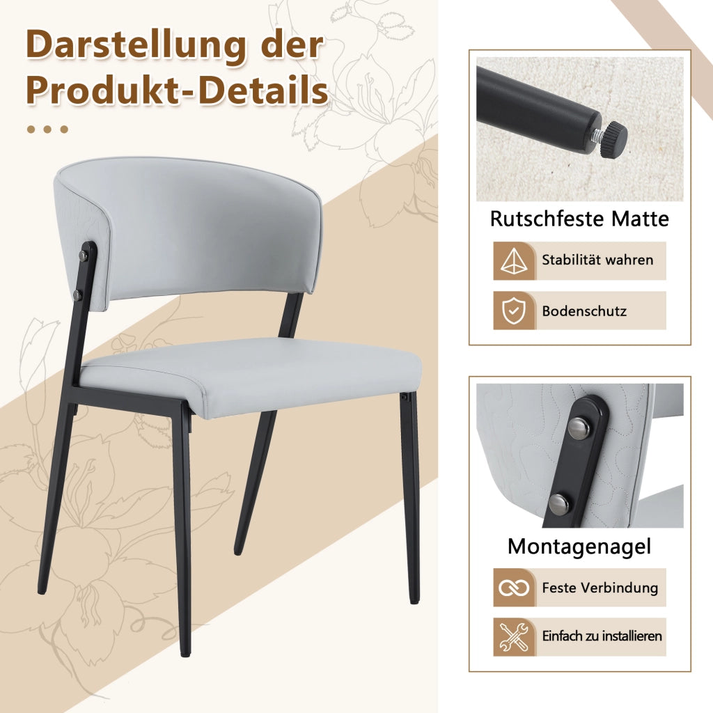 SEDIA Moderna in PU Grigio Chiaro Set da 2 pezzi per sala da pranzo o ufficio