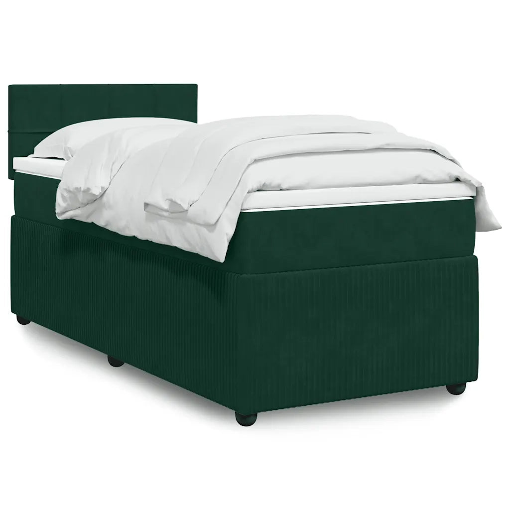 Giroletto a Molle con Materasso Verde Scuro 90x190 cm Velluto