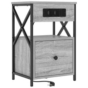 Comodino | Armadio da Notte | Mobiletto da notte con cassetto Grigio Sonoma 40 x 31 x 60 cm