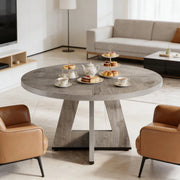 TAVOLO da pranzo rotondo 120 cm grigio in legno ingegnerizzato