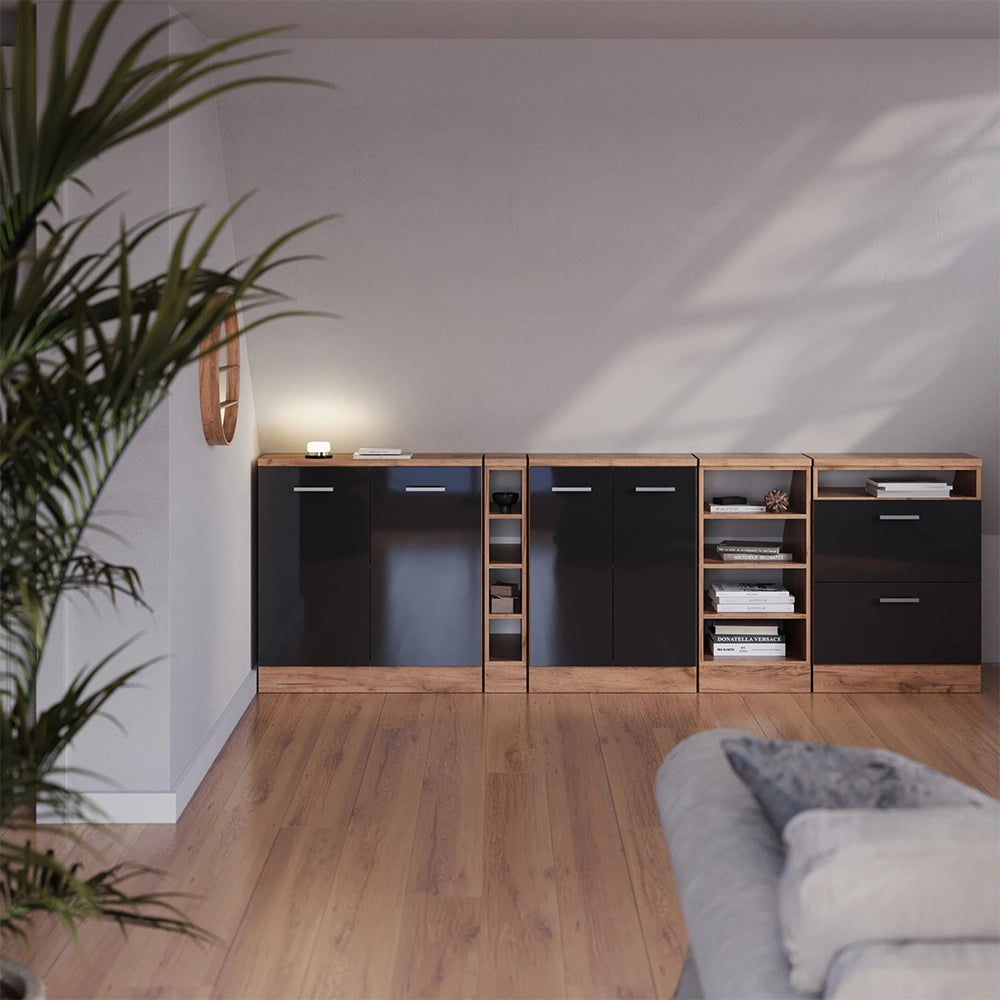 Mobile sottotetto Rion Antracite lucido/Rovere dorato 60 x 83.8 cm con 2 porte, carcassa 60 cm profondità Vicco