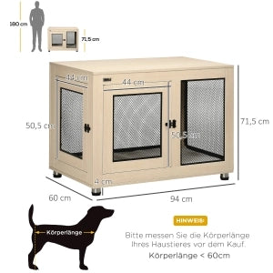 Scaffale box per cani con 2 porte e chiusura, cuscino sfoderabile lavabile, acciaio e truciolare, color oak