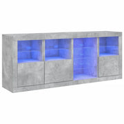Credenza | Madia | Buffet da pranzo | Armadio da pranzo con Luci LED Grigio Cemento 164x37x67 cm