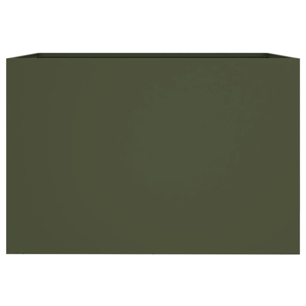 Aiuola/fioriera rialzata color oliva per piante fiori e patio 62 x 47 x 46 cm acciaio verde 02_0038707