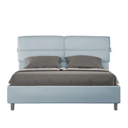 Letto imbottito Matrimoniale 160x200 cm Nandy - Contenitore,Microfibra,Azzurro