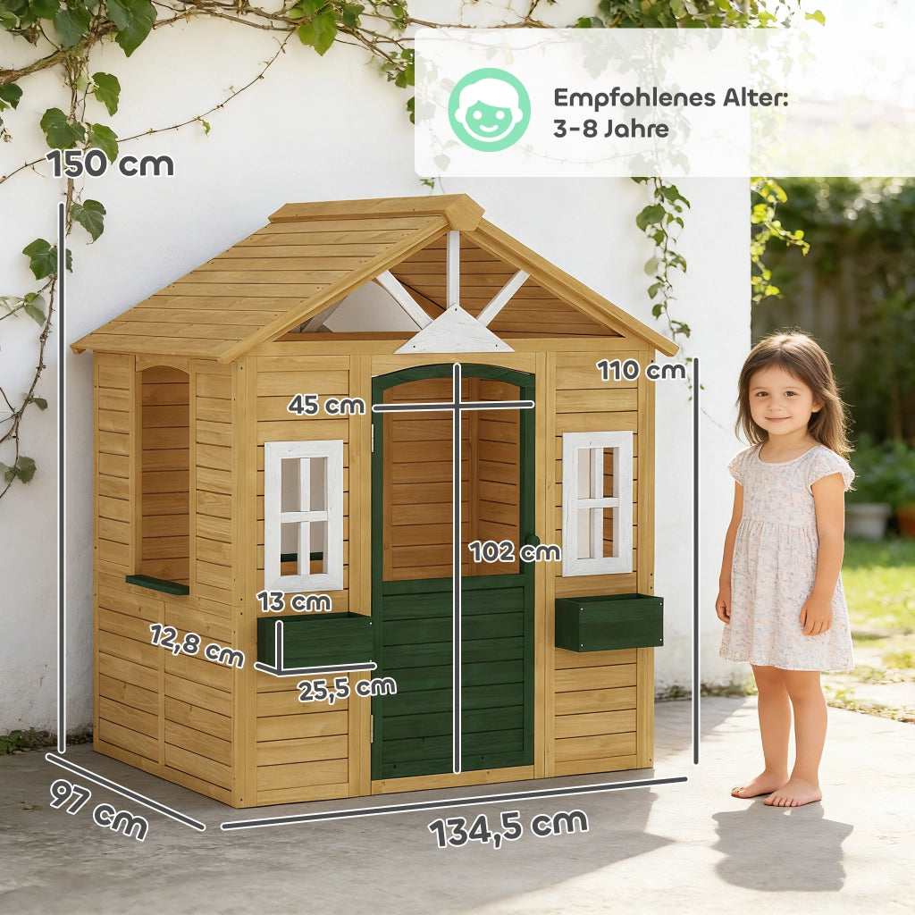 Casetta da gioco in legno per bambini ¨C zephmum ¨C marrone 134.5x97x150 cm