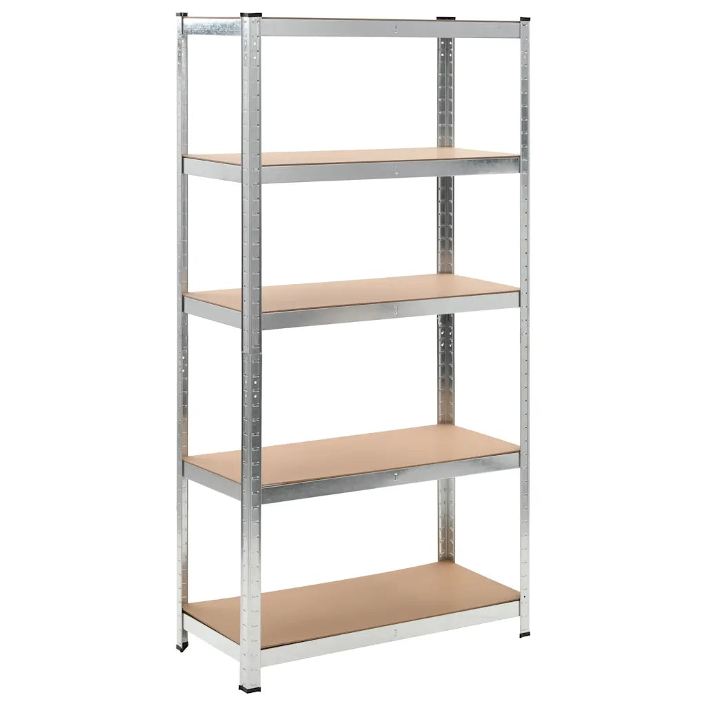 Scaffali Resistenti 5 Strati 2 pz Argento Acciaio e Multistrato cod mxl 51231