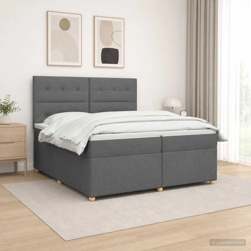 Letto box spring con materasso Grigio Scuro 200 x 200 cm 3455428