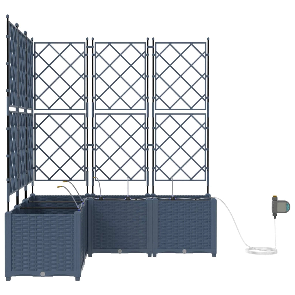 Set di 3 fioriere da giardino moderne 120 x 120 x 142 cm pratiche e resistenti in acciaio grigio 02_0058575