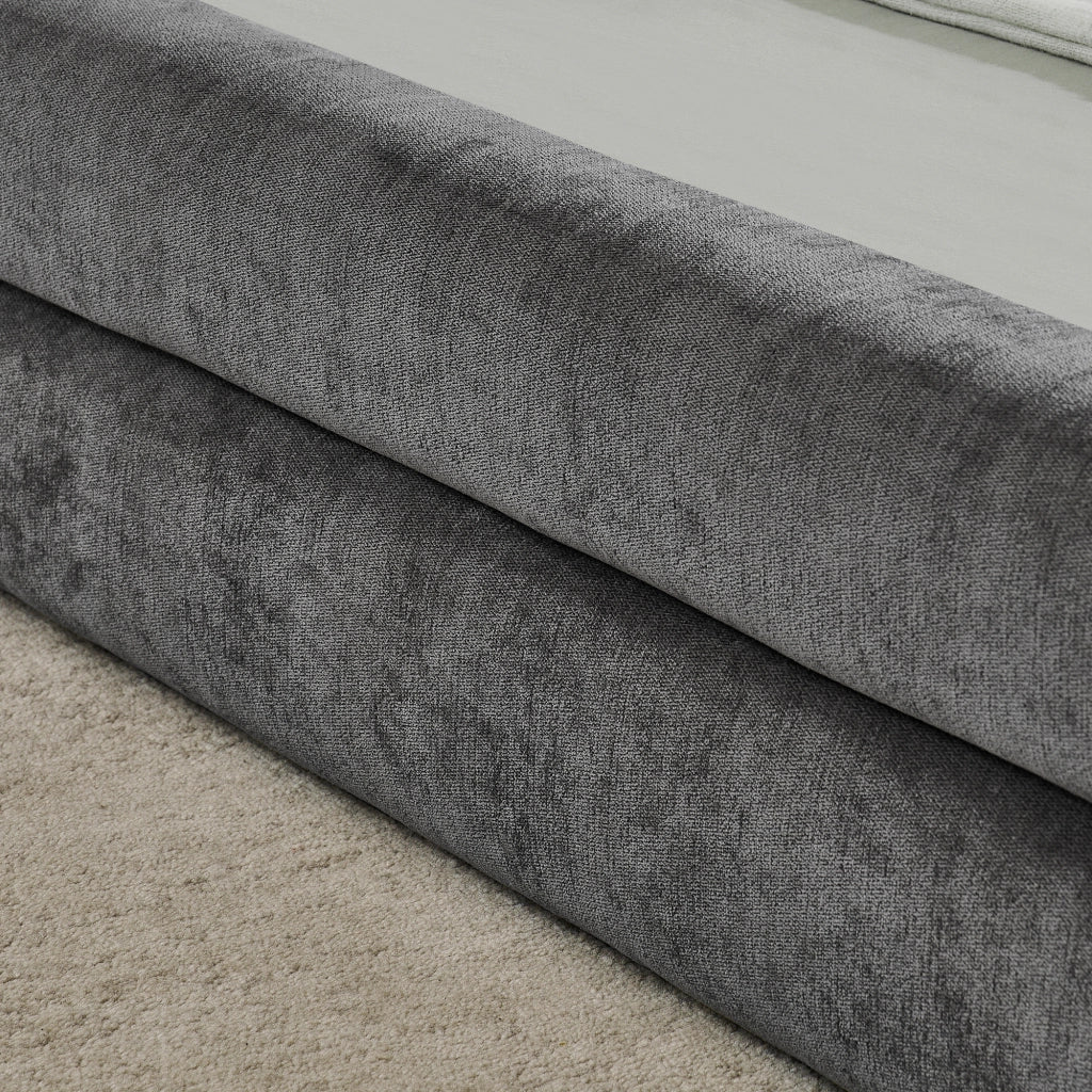 Letto singolo in chenille con testiera, 90x200 cm, grigio scuro