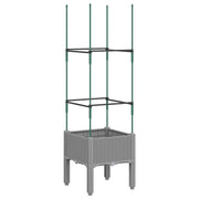 Fioriera | Cassetta per fiori | Vaso da Giardino e Graticcio Grigio Chiaro 40x40x142,5cm PP
