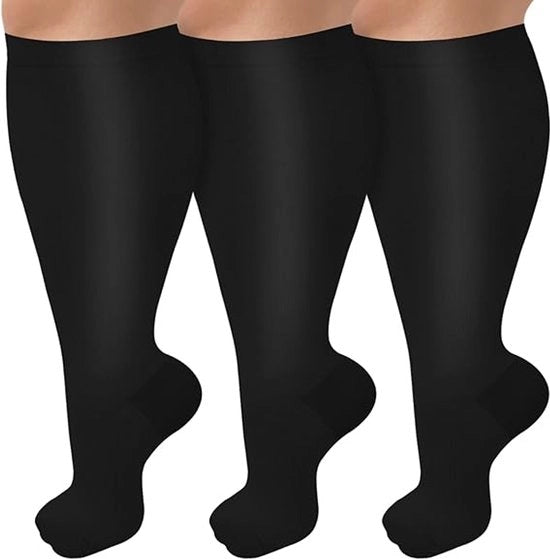 Pacco doppio di compressi per gambe extra larghi per uomo e donna con miglioramento della circolazione sanguigna (3XL)