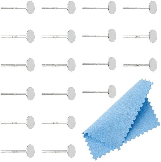 Orecchini in Argento Sterling 925 - 20 pezzi - Studs piatti - Ciondoli da creare in casa - Luccicanti/Taille 9,5-27,5 mm - Gioielli da orecchio carini e glamour.