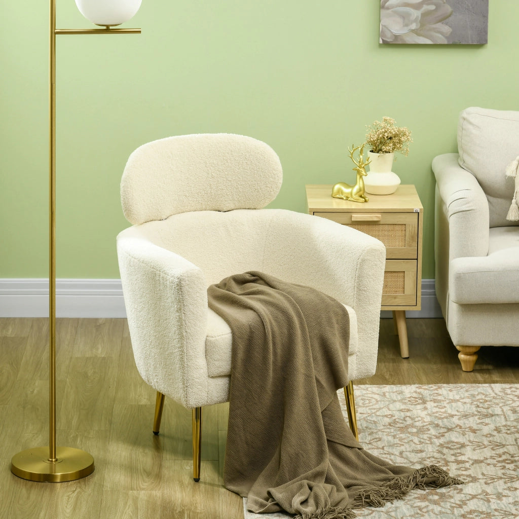 Poltrona Relax con Poggiatesta Amovibile ¨C Zephmum ¨C 71x65x90 cm Crema Tessuto
