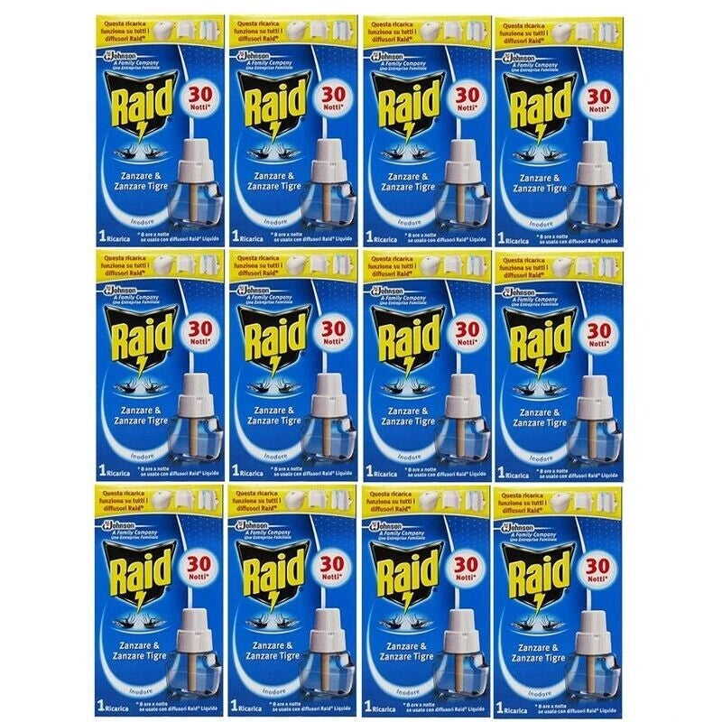 SET 12 CONFEZIONI RAID LIQUIDO PER RICARICA ELETTRICA X30 NOTTI CLASSICO
