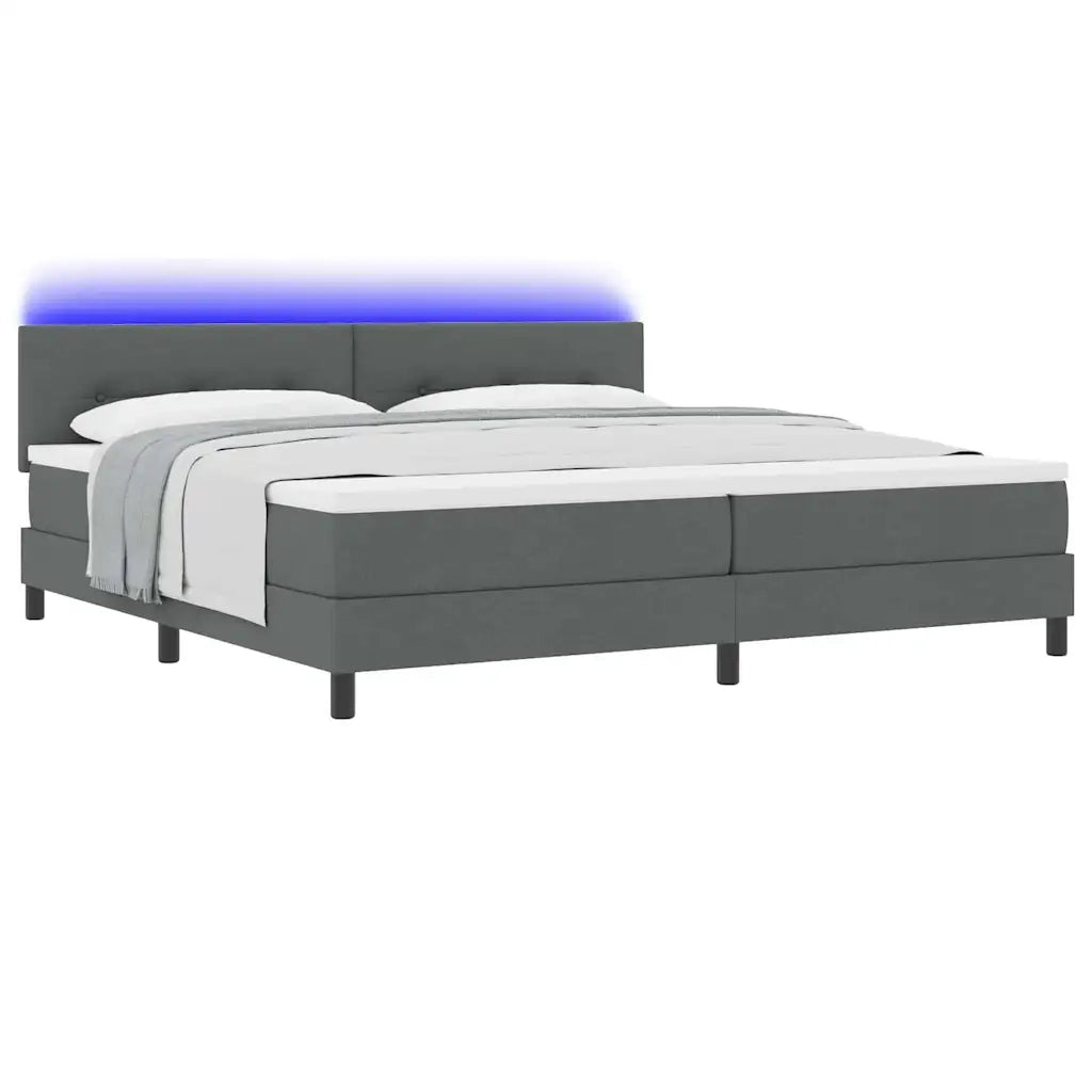 Letto a molle con strisce LED Grigio scuro 200 x 200 cm Tessuto 3342234